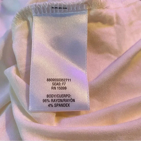 SIMPLY Emma 1X Top Shirt Cream Embellished V Neck Keyhole Long Sleeve Stretch - Picture 6 of 7